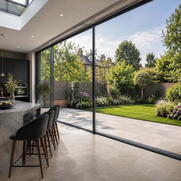 Modern Kitchen Opening onto a Garden